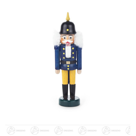 Nussknacker mit Pickelhaube blau-gelb, 14cm