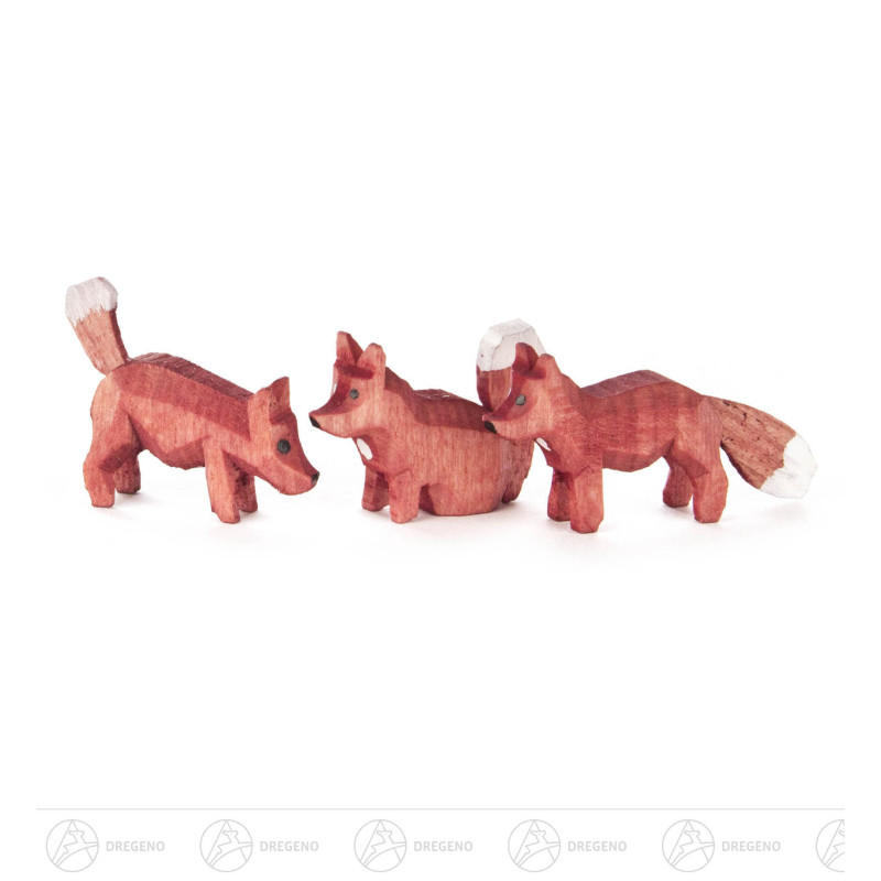 Fuchsgruppe farbig (3) Rückenhöhe 1,5cm Fuchs stehend, sitzend, fauchend