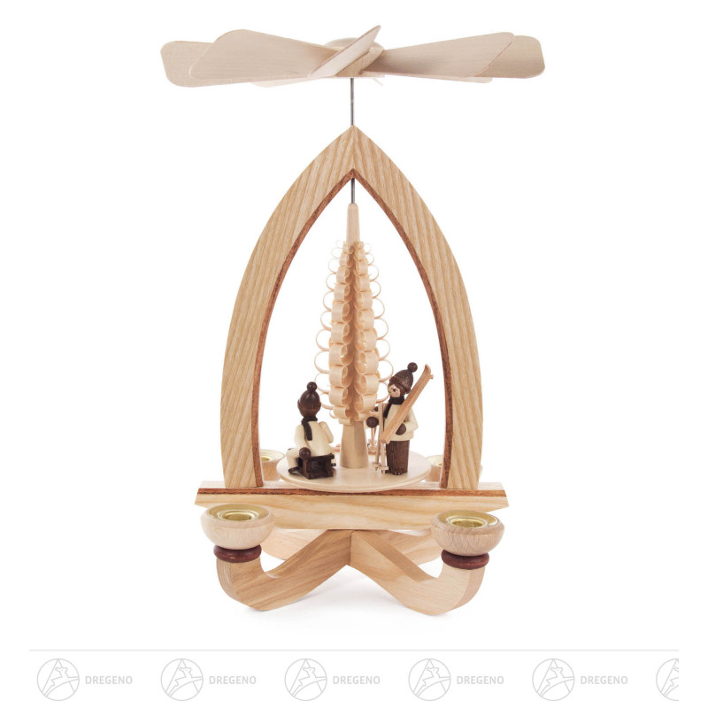 Pyramide mit Winterkindern, für Kerzen d14mm