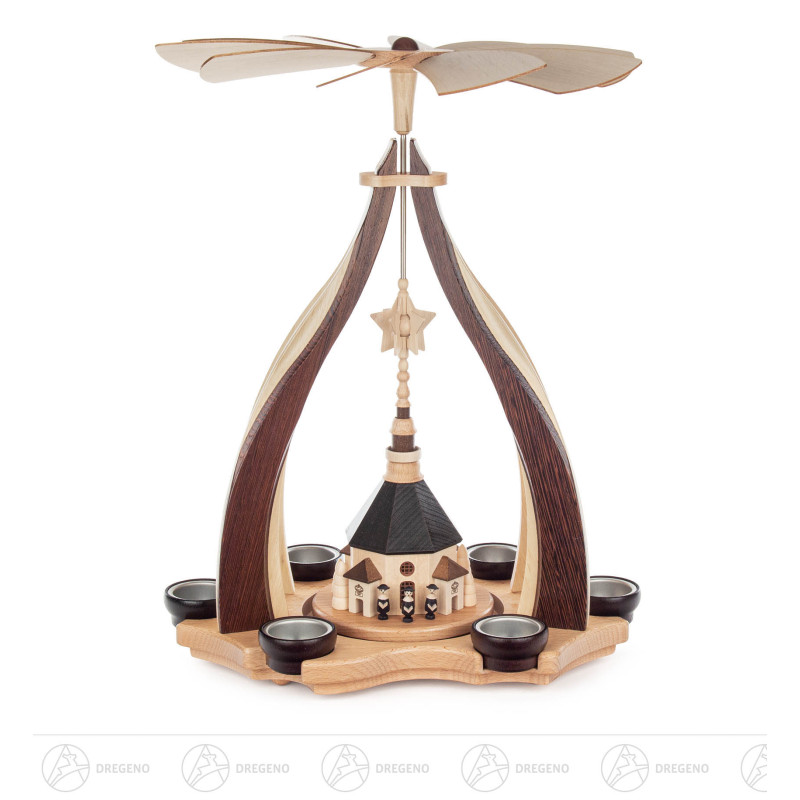 Design-Pyramide Seiffener Kirche Wenge, für Teelichte