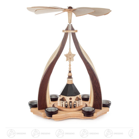 Design-Pyramide Seiffener Kirche Wenge, für Teelichte