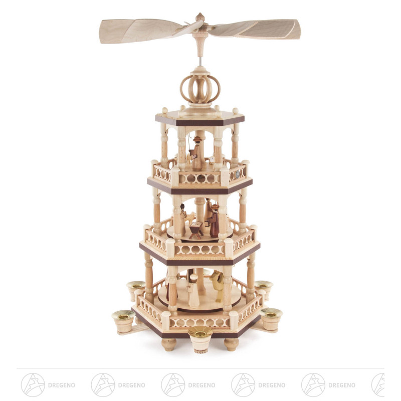 Pyramide mit Christi Geburt, 3-stöckig, für Kerzen d14mm