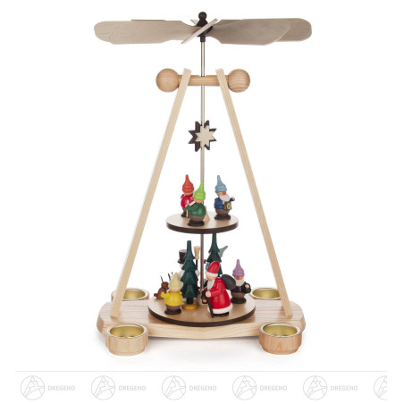 Pyramide mit Zwergen 2-stöckig für Teelichte