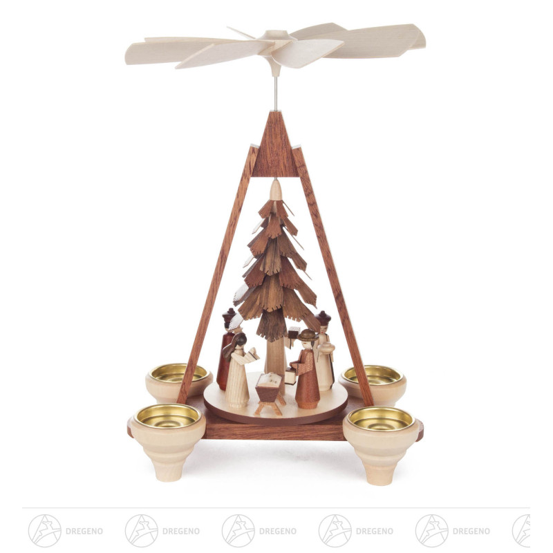 Pyramide mit Christi Geburt, für Kerzen d14mm und Teelichte