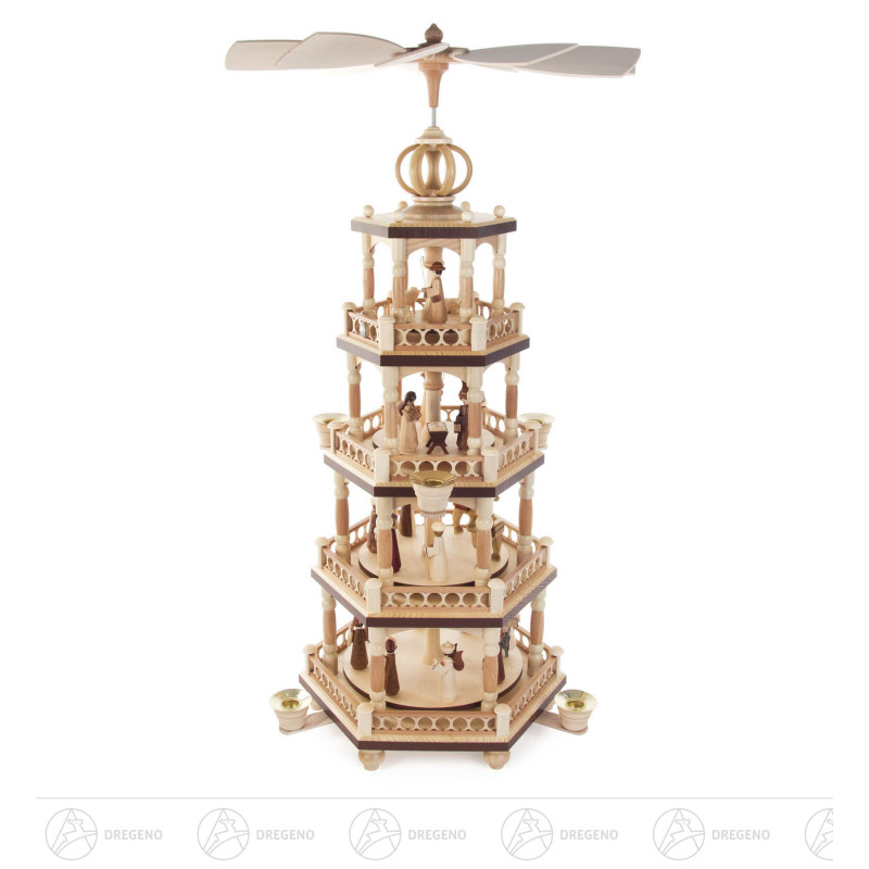 Pyramide mit Christi Geburt, 4-stöckig, für Kerzen d14mm