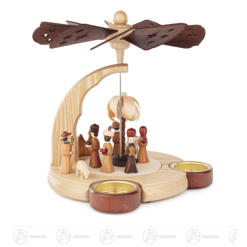 Pyramide mit Christi Geburt, für Teelichte