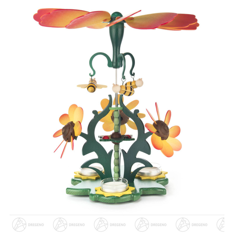 Pyramide Blütenzauber mit Bienen, für Teelichte