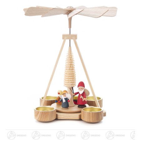 Pyramide mit Ruprecht und Winterkindern, für Teelichte