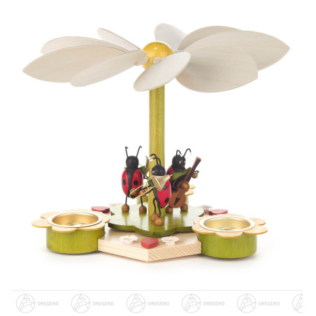 Pyramide mit Käfermusikanten, für Teelichte