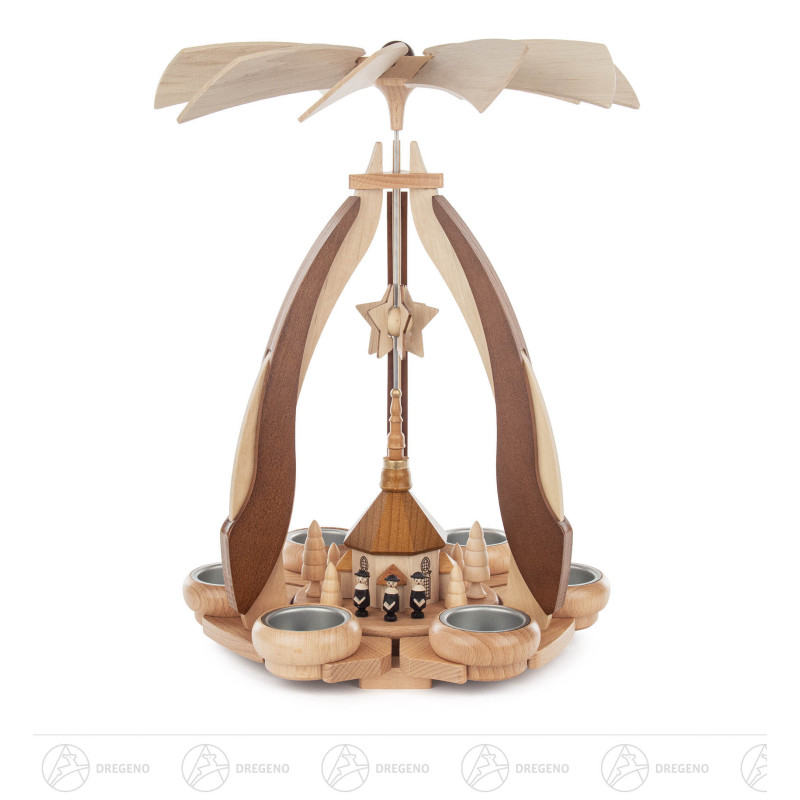 Design-Pyramide mit Seiffener Kirche, für Teelichte