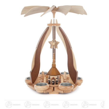 Design-Pyramide mit Seiffener Kirche, für Teelichte