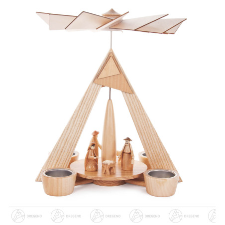 Pyramide mit Christi Geburt natur, für Teelichte