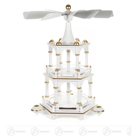 Pyramide unbestückt weiß, 2-stöckig, für Kerzen d14mm