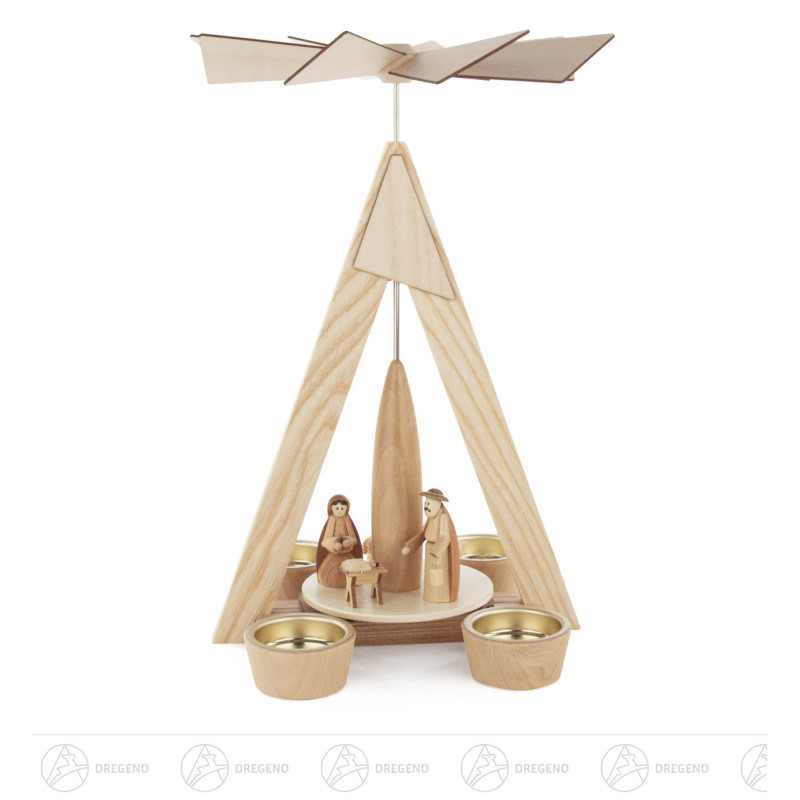 Pyramide Christi Geburt natur für Teelichte
