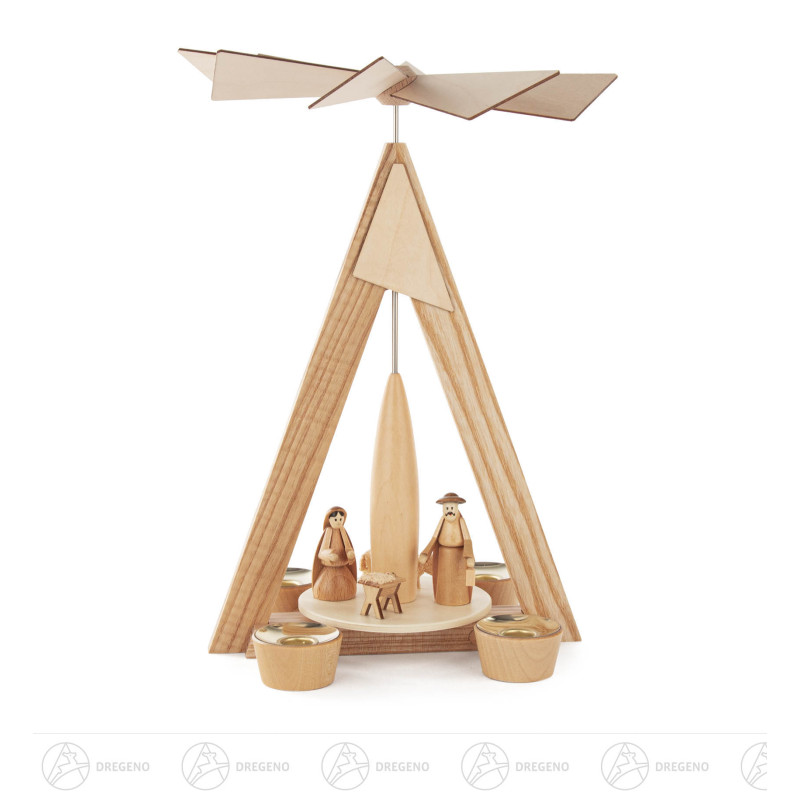Pyramide Christi Geburt natur für Kerzen 14mm
