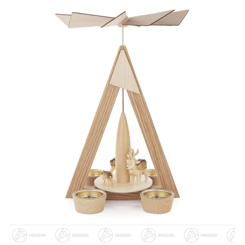 Pyramide mit Rehen natur für Teelichte