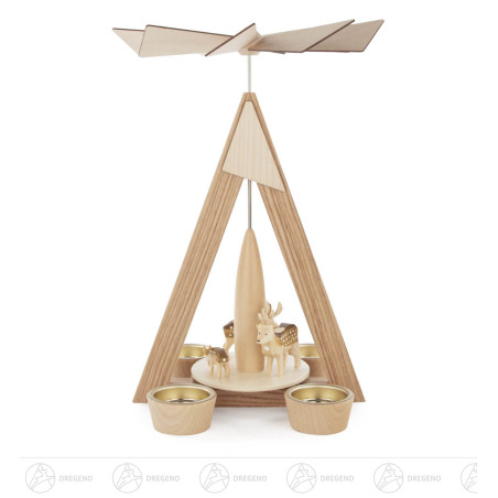 Pyramide mit Rehen natur für Teelichte