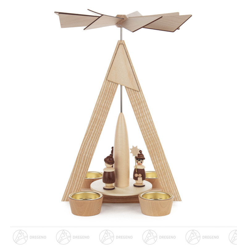 Pyramide mit Kurrende natur für Teelichte