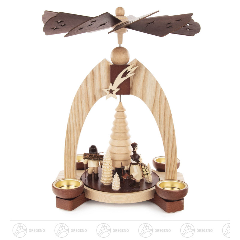 Pyramide mit Waldleuten natur für Teelichte