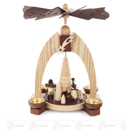 Pyramide mit Waldleuten natur für Teelichte