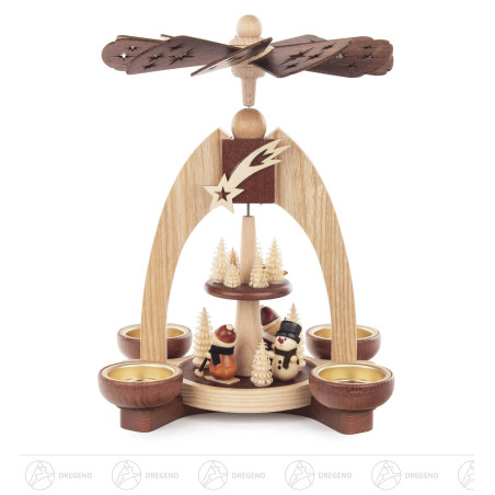 Pyramide Weihnachten 2-stöckig natur für Teelichte
