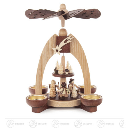 Pyramide mit Waldfiguren 2-stöckig natur für Teelichte