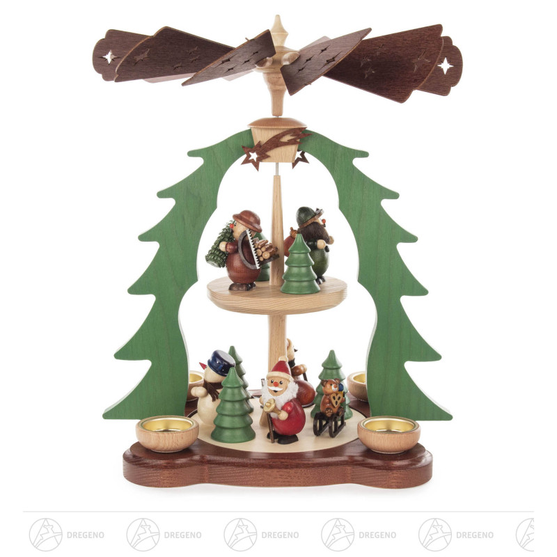 Pyramide Weihnachtsmotiv 2-stöckig farbig für Teelichte