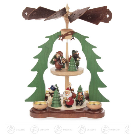 Pyramide Weihnachtsmotiv 2-stöckig farbig für Teelichte