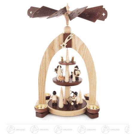 Pyramide Waldleute 3-stöckig natur für Teelichte