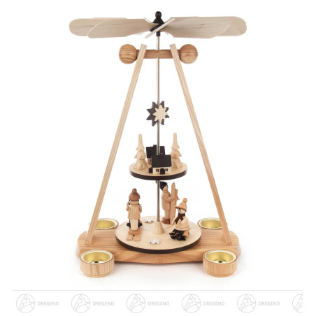 Pyramide Winterzeit natur, 2-stöckig für Teelichte