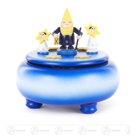 Spieldose mit Mond und Sternen, farbig Melodie: Lalelu
