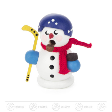 Mini-Räuchermann Schneemann Eishockeyspieler mit Helm