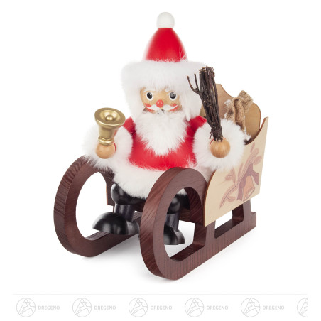 Räuchermann Weihnachtsmann auf Schlitten
