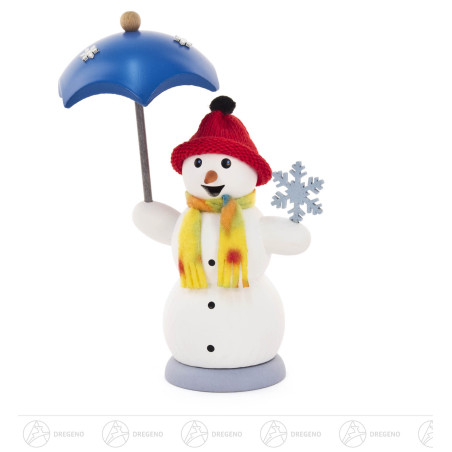 Räucherfrau Schneefrau mit Schirm