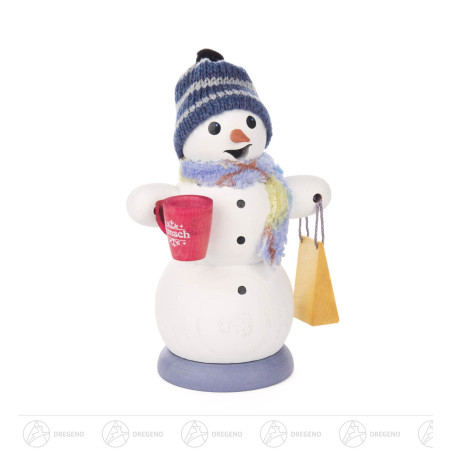 Räuchermann Schneemann mit Glühweintasse