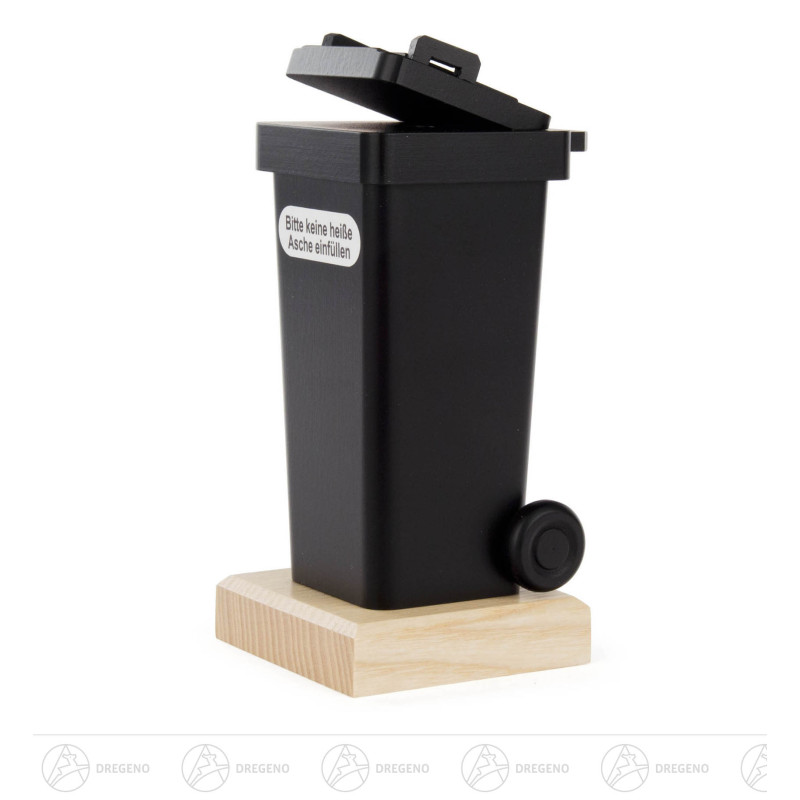 Räucherfigur Mülltonne schwarz
