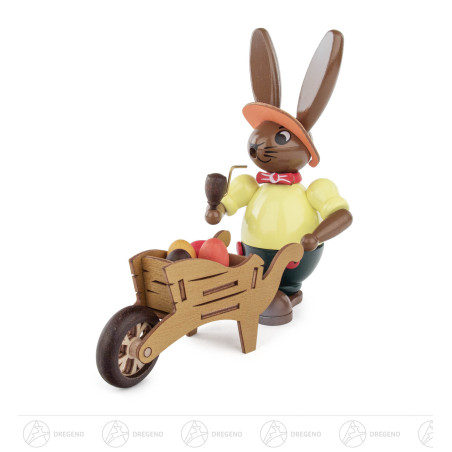 Räucherhase mit Schubkarre 19cm