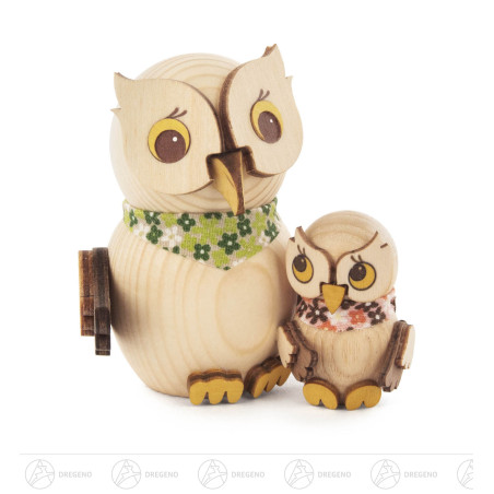 Mini-Eule mit Kind 7cm