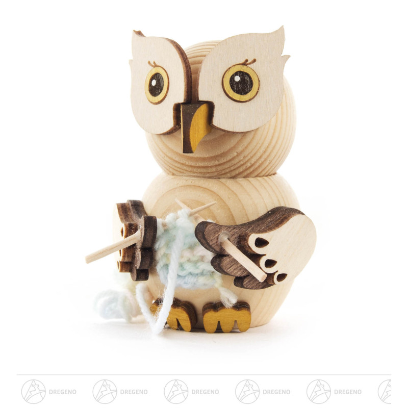 Mini-Eule mit Strickzeug 7cm