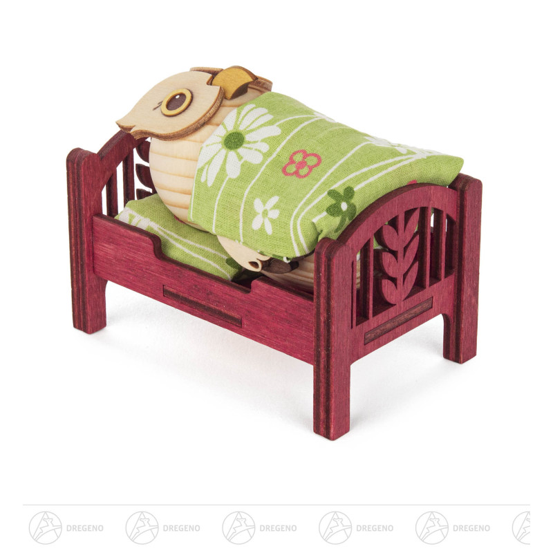 Mini-Eule im Bett 7cm