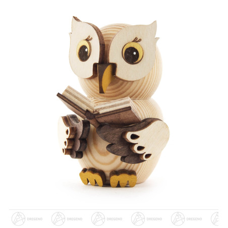 Mini-Eule mit Buch 7cm