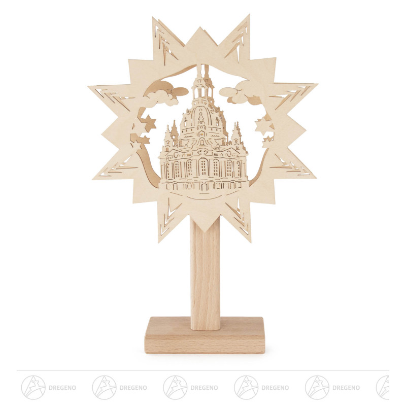 Fensterbild  Frauenkirche auf Sockel zum Stellen mit elektrischer Beleuchtung