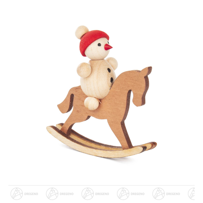 Schaukelpferd mit Schneemannkind 5cm