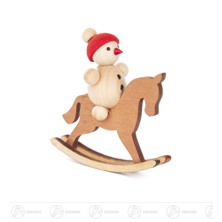 Schaukelpferd mit Schneemannkind 5cm