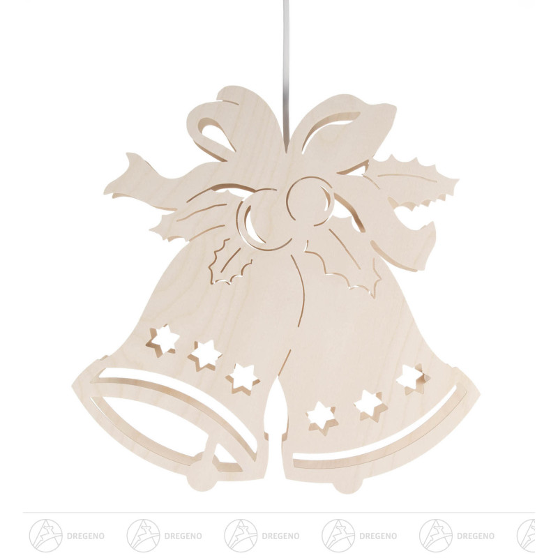 Fensterbild Glocken mit Schleife, elektr. Beleuchtung 32cm