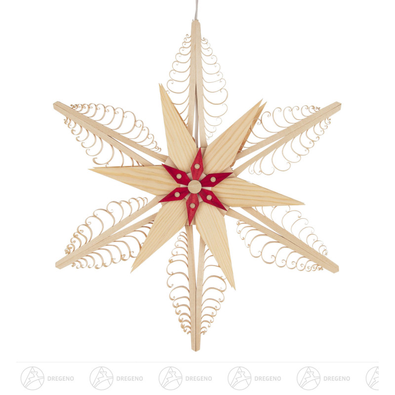 Fensterbild Spanstern natur-rot mit elektrischer Beleuchtung 34cm