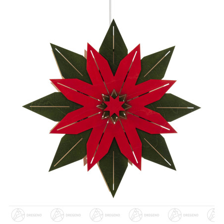 Weihnachtsstern grün-rot mit elektrischer Beleuchtung 30cm