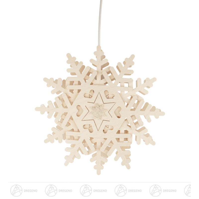 Fensterbild Schneekristall mit elektrischer Beleuchtung 29cm