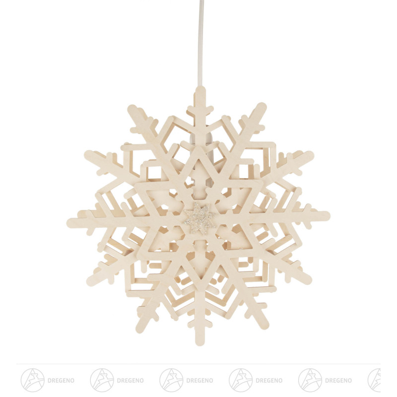 Fensterbild Schneekristall mit elektrischer Beleuchtung 29cm