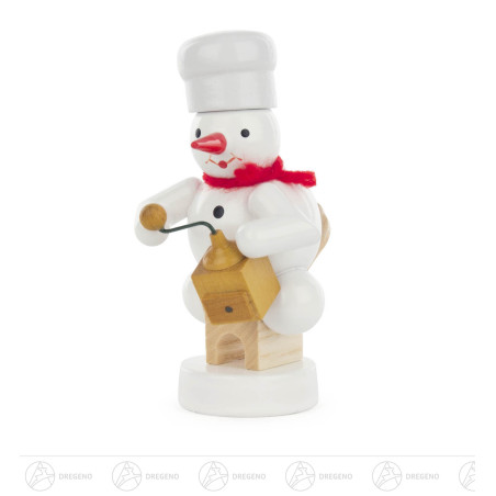 Schneemann Bäcker mit Kaffeemühle 8cm